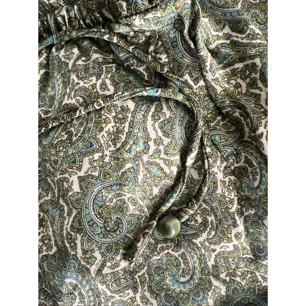 Zara Women's Medium Paisley Maxi Skirt Green Elastic Waist Flowy Boho Lagenlook - Picture 11 of 11